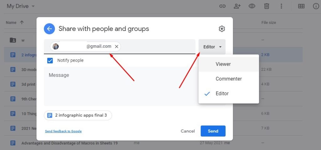 Sharing file in Google Drive