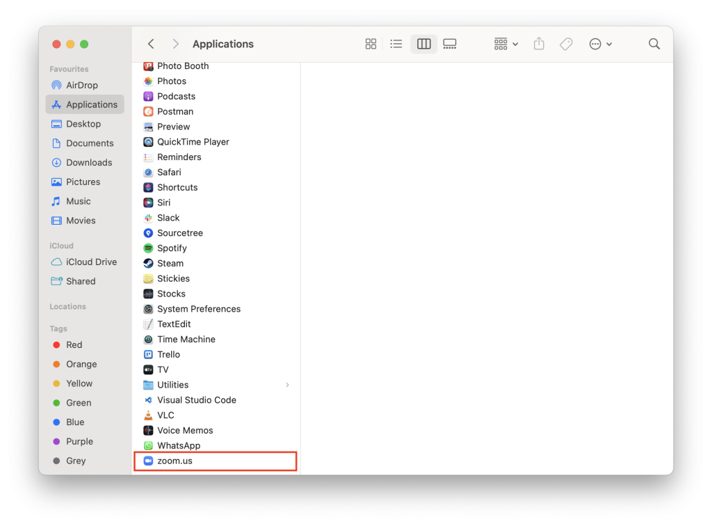 App in the Applications folder in macOS's Finder app