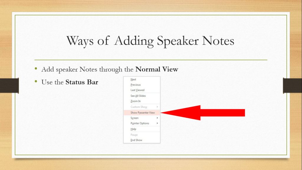 Microsoft Power Point SLide show presenter view