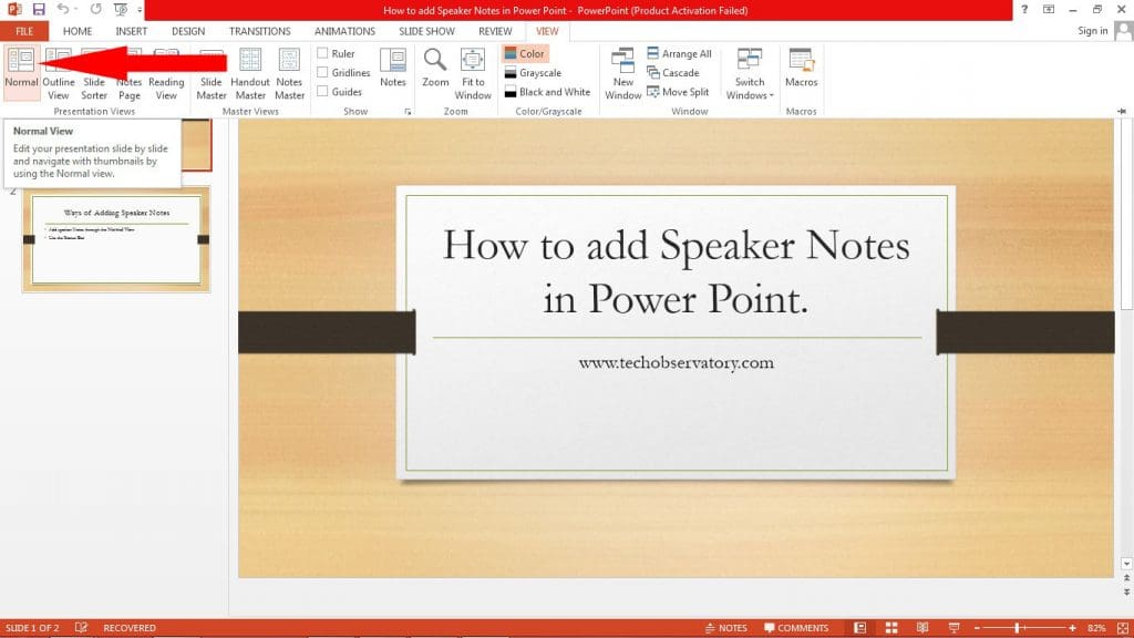 Power Point Normal Presentation View