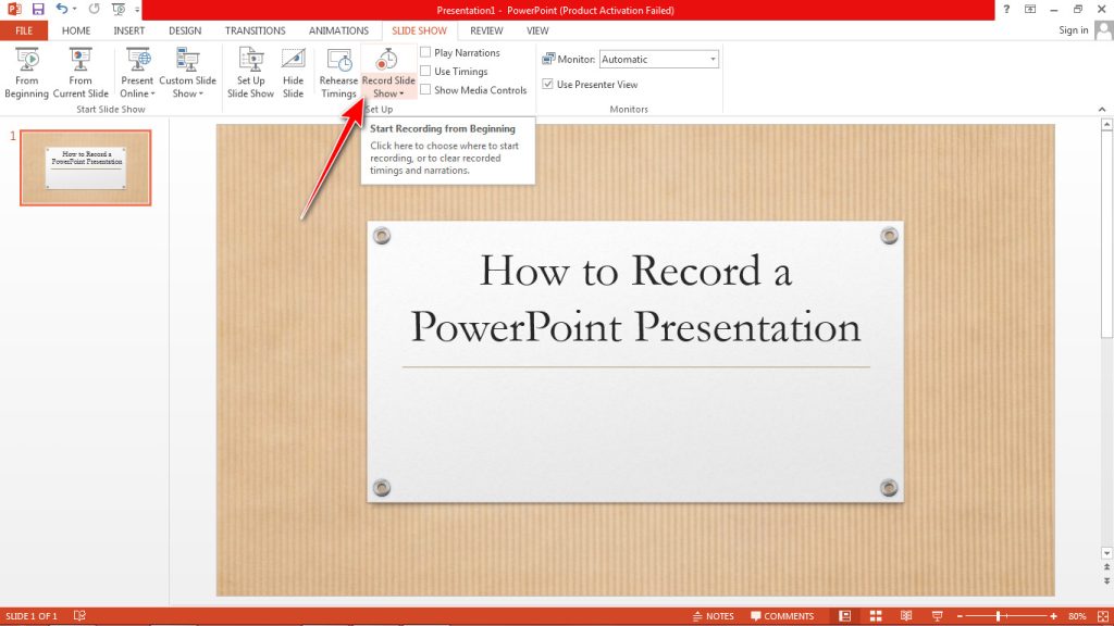 PowerPoint Record Slideshow tool