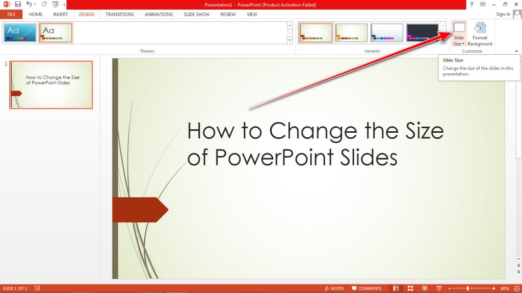 PowerPoint Slide Size tool