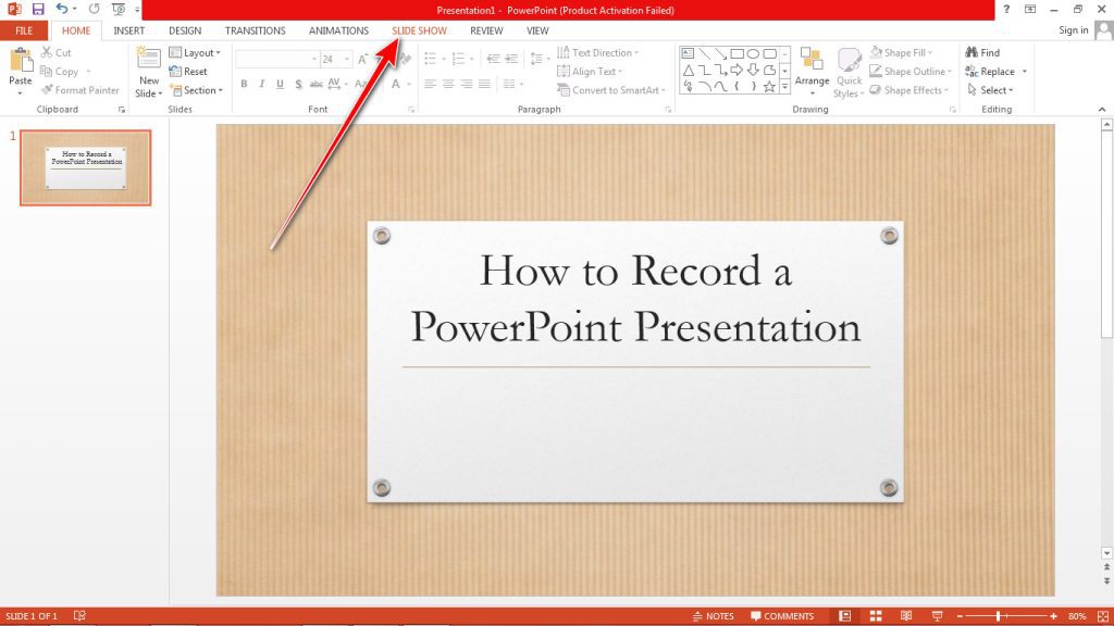 PowerPoint Slideshow tab