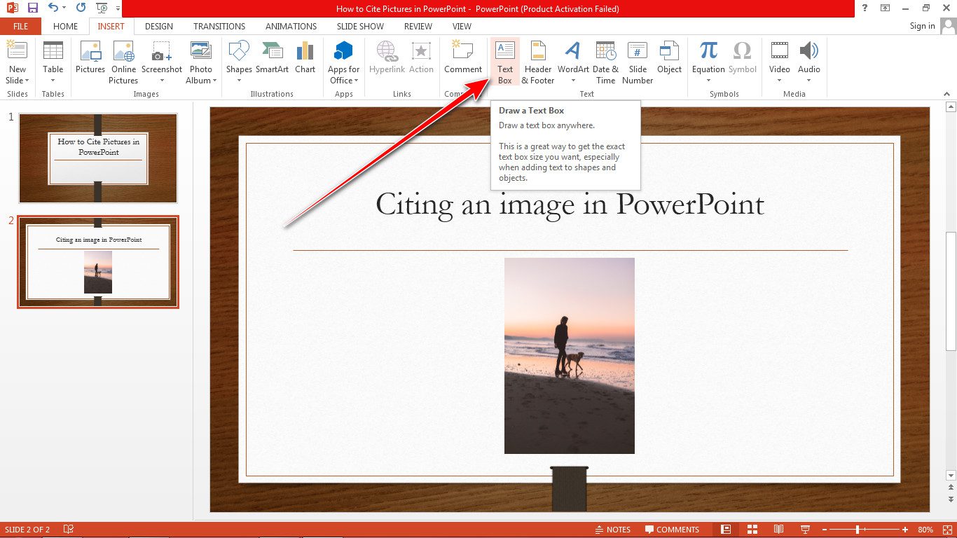 PowerPoint Text Box tool