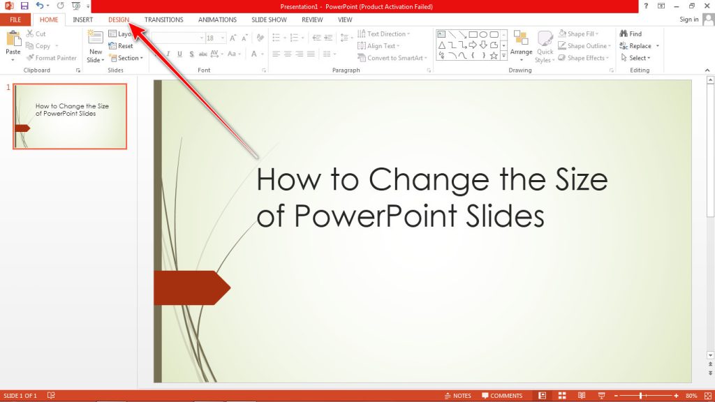 PowerPoint design Tab