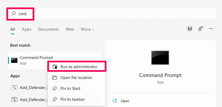 Run cmd as administrator.