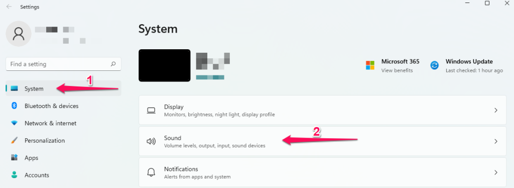 Select System > Sound