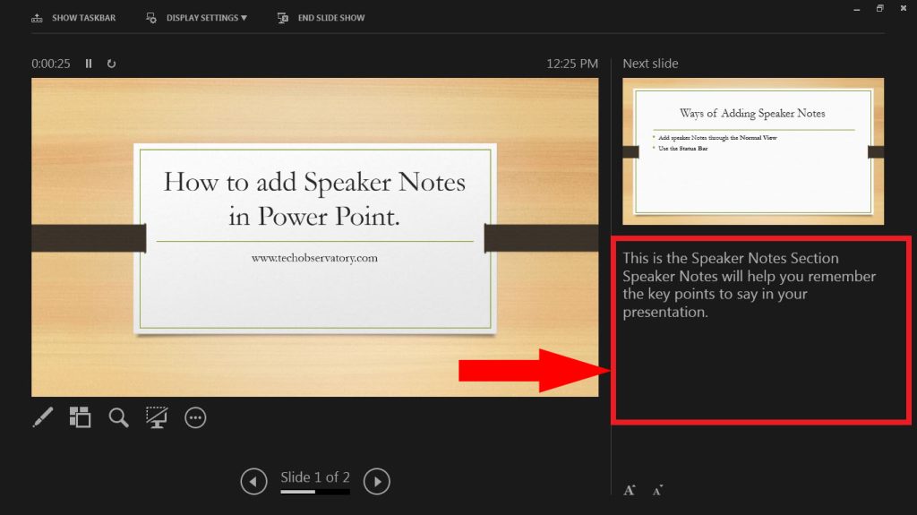 Speaker Notes in Presenter View
