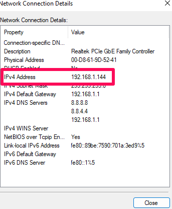 The IPv4 Address.