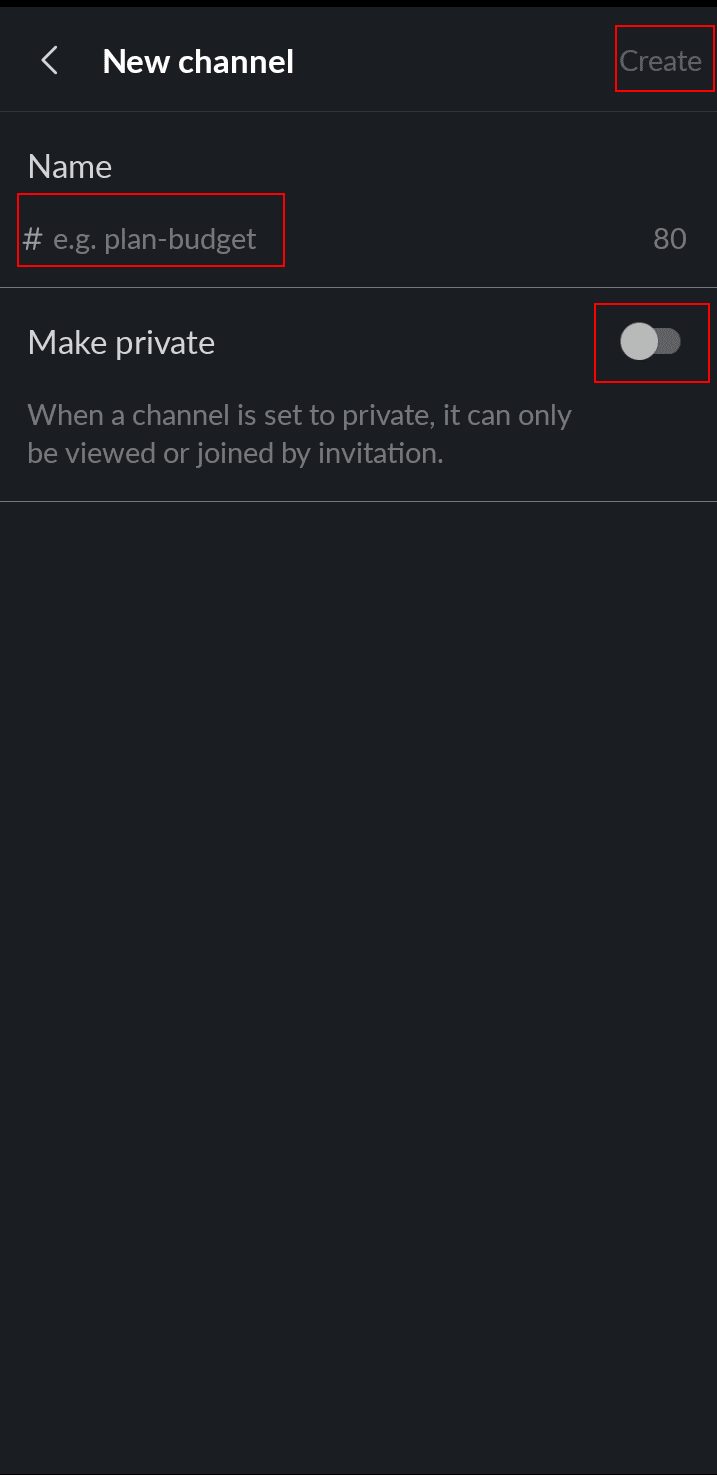 Add channel details and make it private.