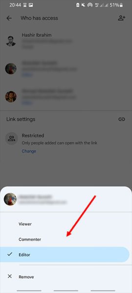 Changing access permissions