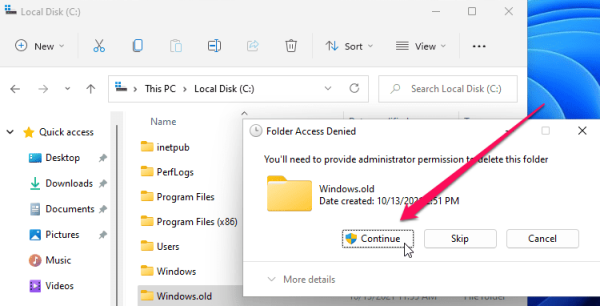 Click Continue to confirm.