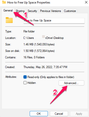 Click General > Advanced.