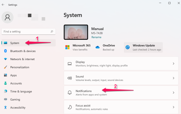 Go to System > Notifications.