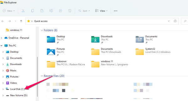 Open the Local Disk (C:) drive.