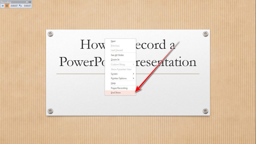 PowerPoint End Show command