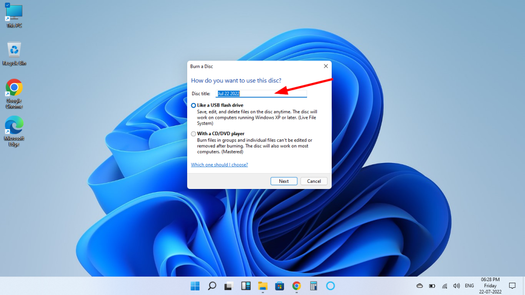 Enter the disc title