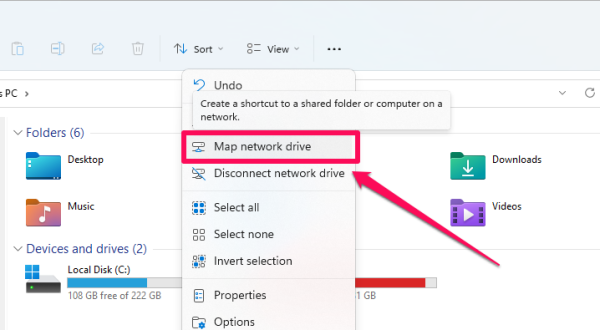 Click Map network drive.