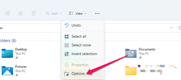 Click Options.
