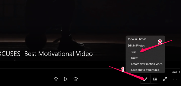 Click the pencil icon, then choose Trim.