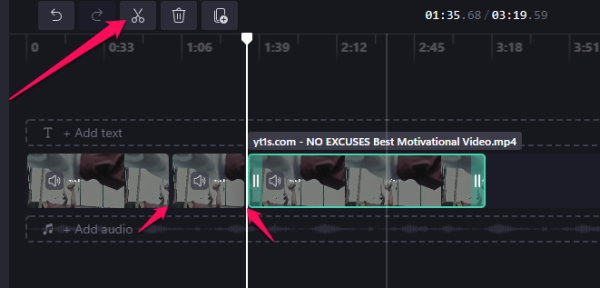 Click the scissors icon to cut the part you want out.