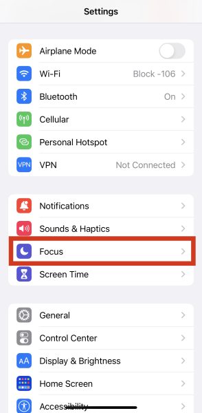 Focus Settings on the iPhone