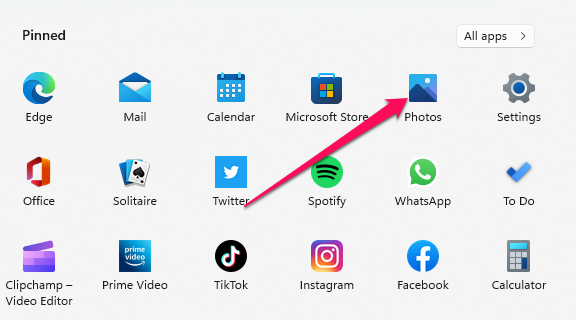 Go to Start and select Photos.