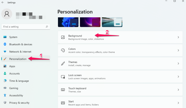 Head to Personalization > Background.