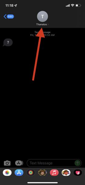 Opening the Details of the Contact on iMessage