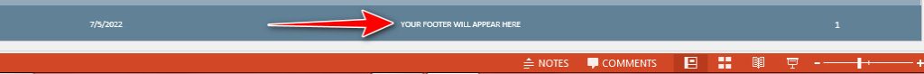 PowerPoint Footer location on a slide