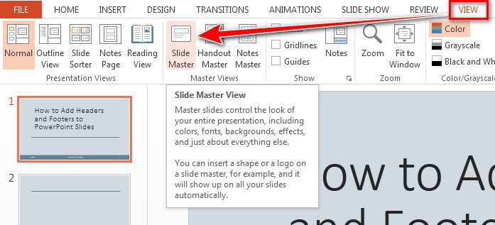 PowerPoint Slide Master tool