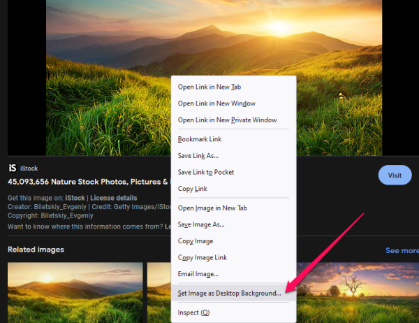 Select Set Image as Desktop Background.