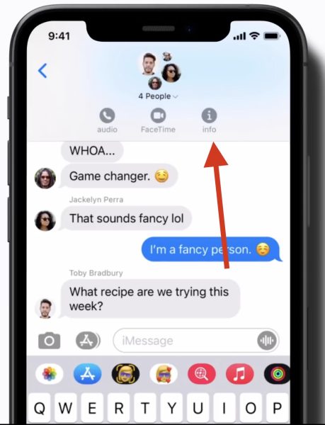 The Info Section of a Group Conversation Where Members Can be Added or Removed