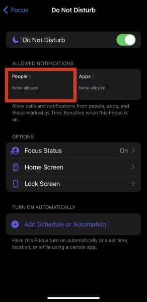 Do Not Disturb Settings on iPhone