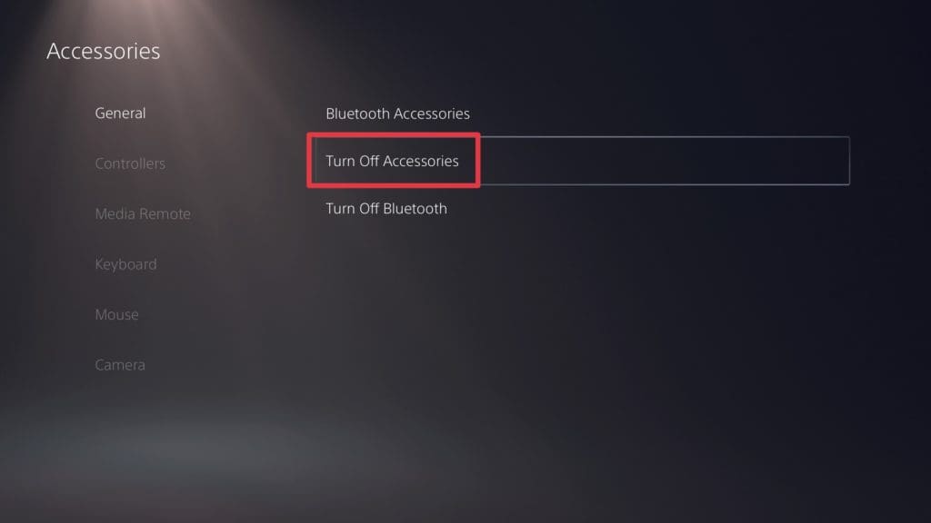 In General select the Turn Off Accessories Option