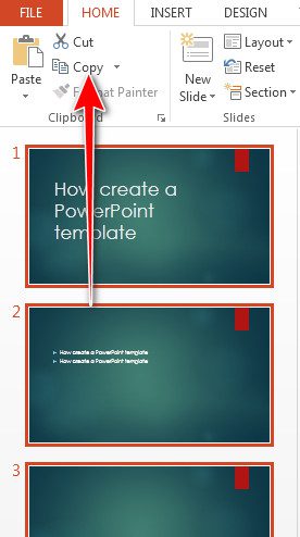 PowerPoint copy slide command