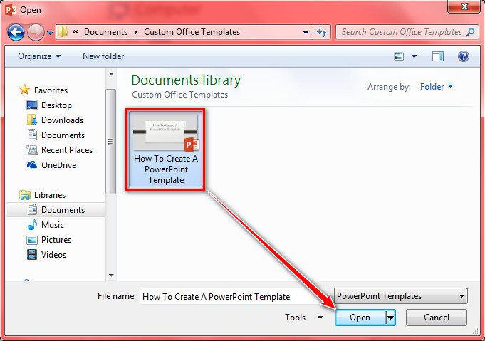 PowertPoint how to open a template