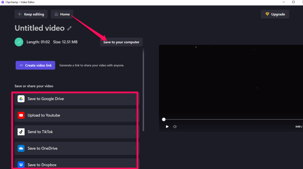 Save the trimmed video to your computer.