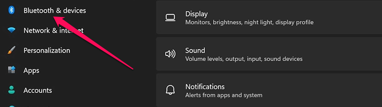 Select Bluetooth & devices.