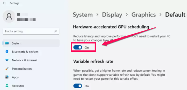 Toggle the Hardware-Accelerated GPU Scheduling switch to On.
