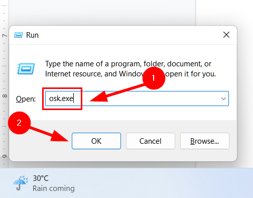Open the onscreen keyboard